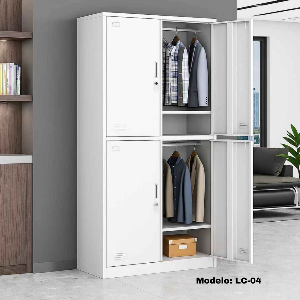 Casillero Locker Metálico De 4 Puertas Con Llave Blanco