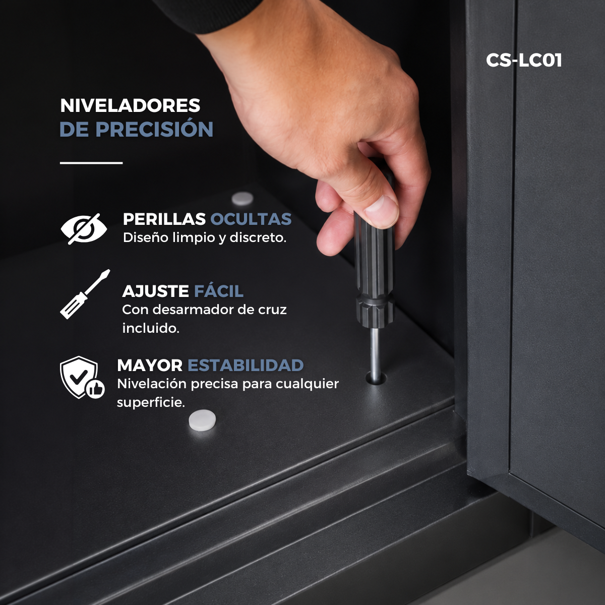 Gabinete Metálico con Niveladores de precisión