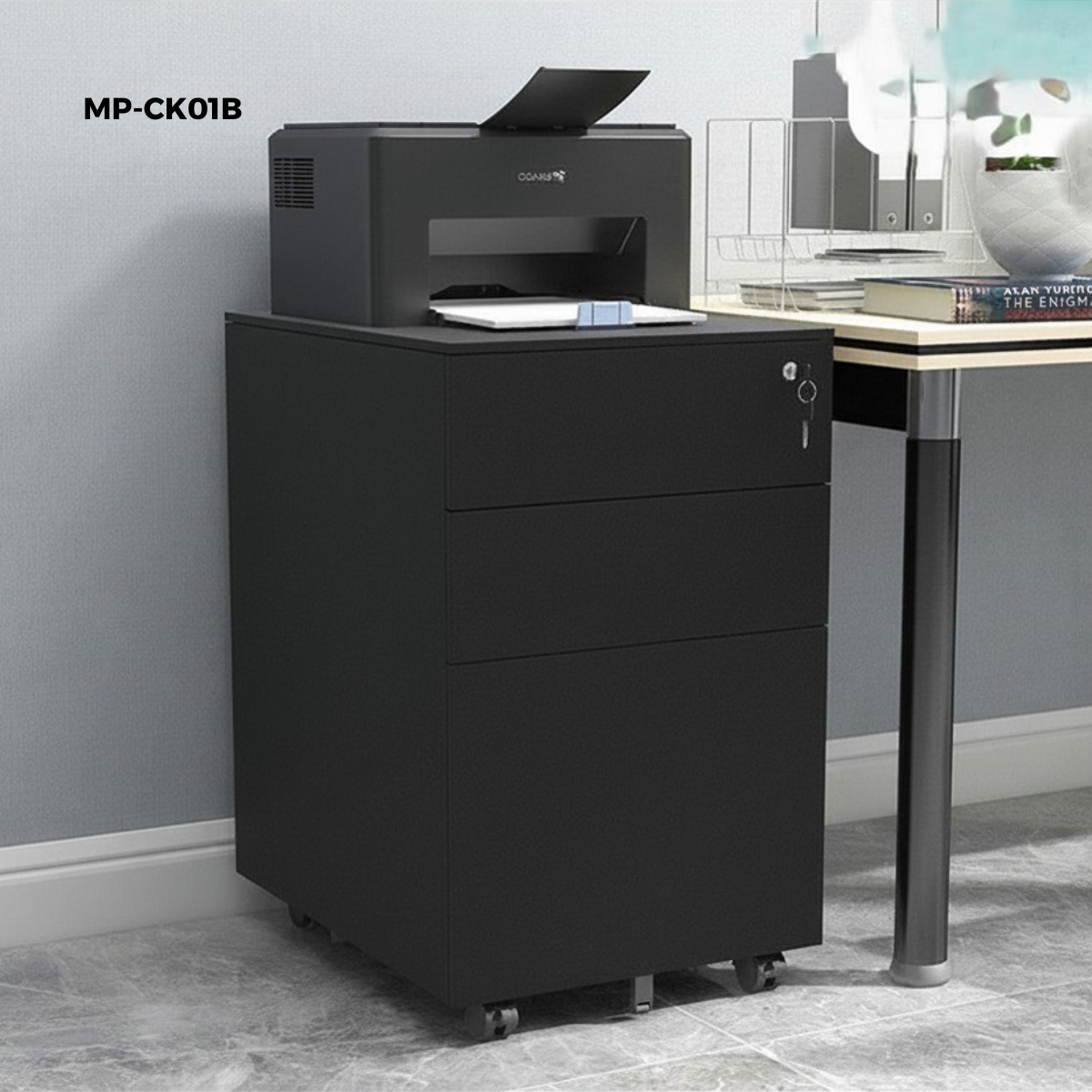 Archivero Metálico de 3 Cajones con Llave y Llantas Serie CK