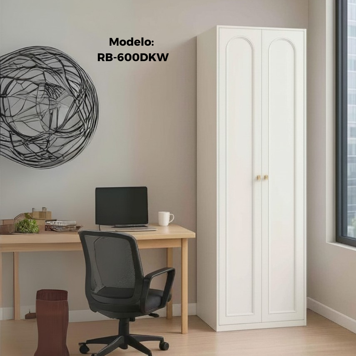 Metal Wardrobe Closet with 2 Doors and Hanging Rail