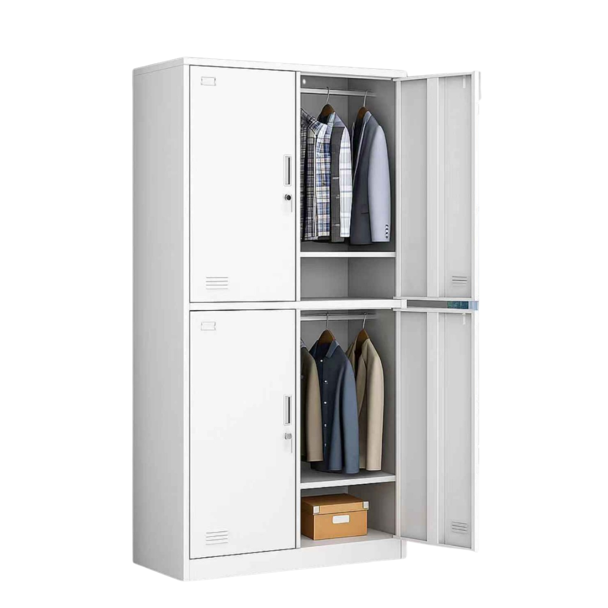 Casillero Locker Metálico De 4 Puertas Con Llave Blanco