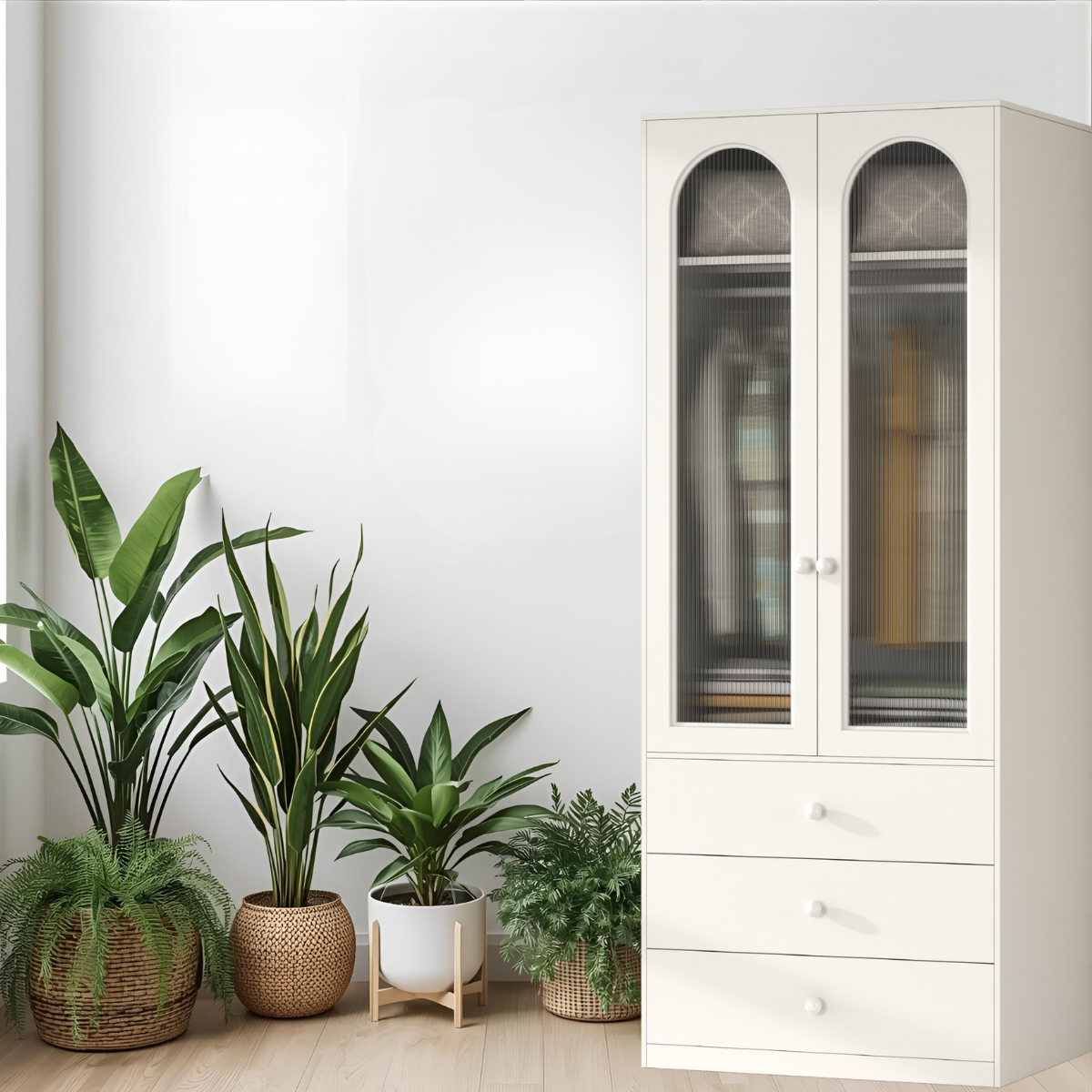 Armario Ropero Closet Metálico De 2 Puertas Con Colgador y Cajones