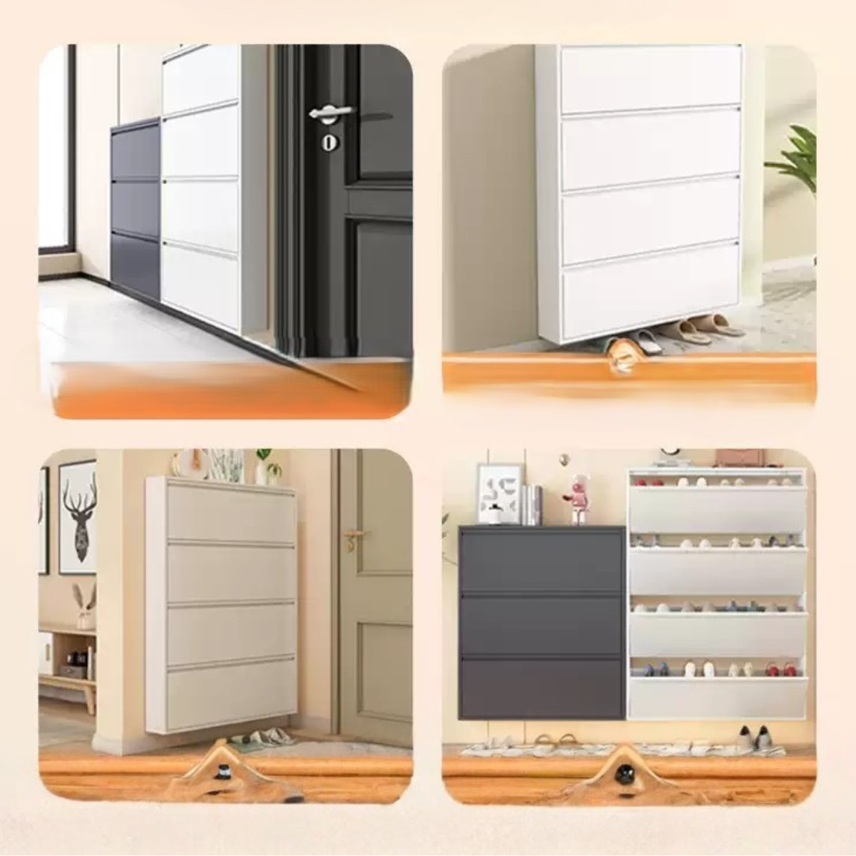 Zapatero Metal Moderno Organizador 4 Niveles Blanco