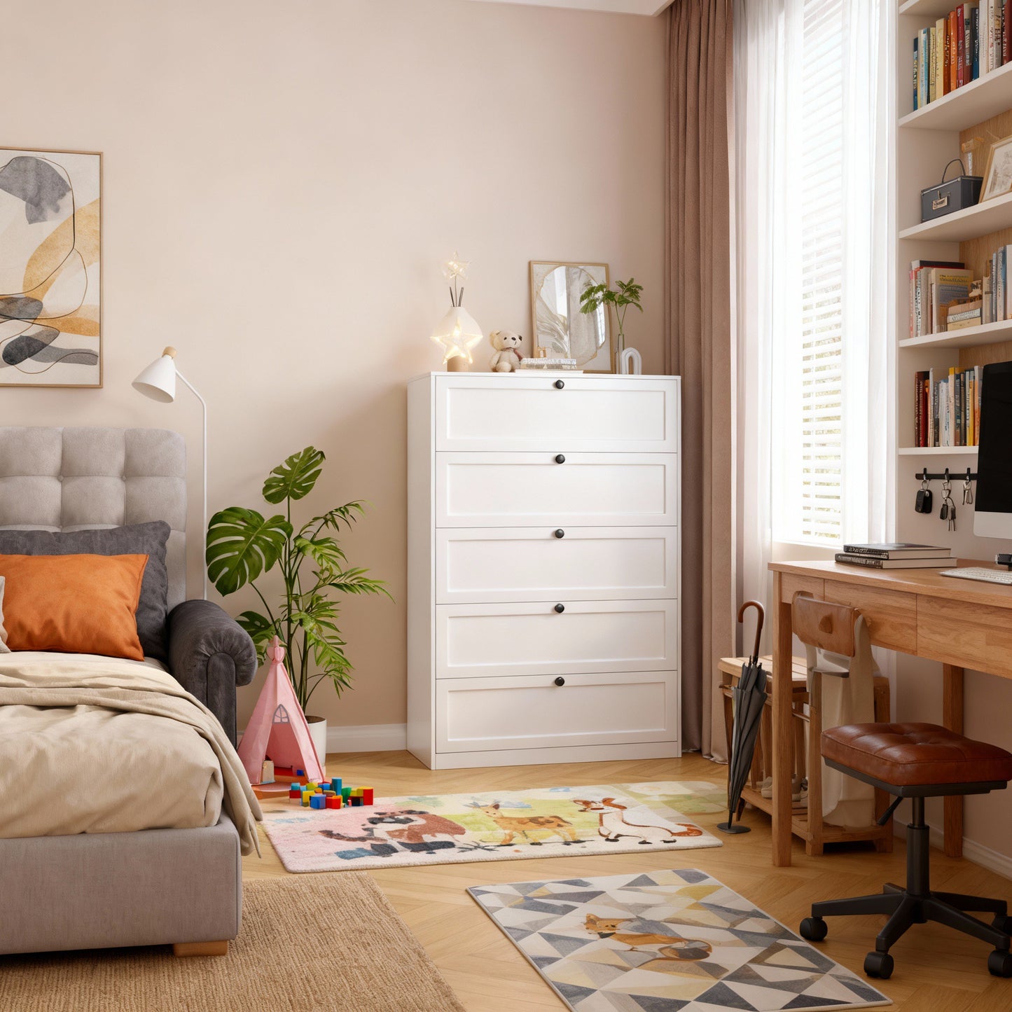 5-tier metal chest of drawers