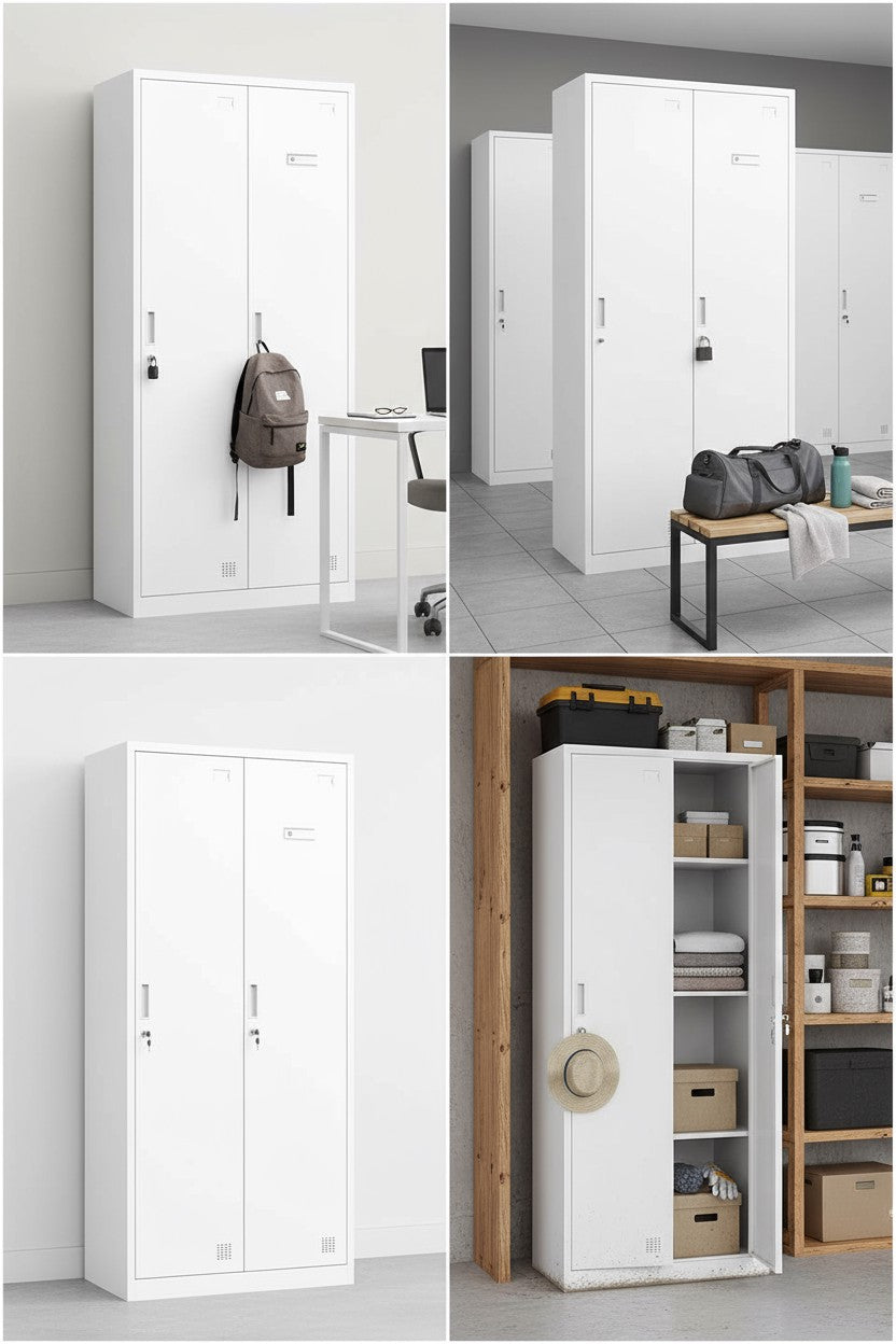 Metal Locker Cabinet with 2 Doors and Key