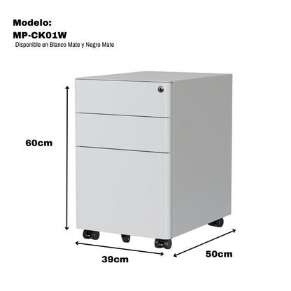 Archivero De 3 Cajones Con Llave Y Llantas - Modelo CK01