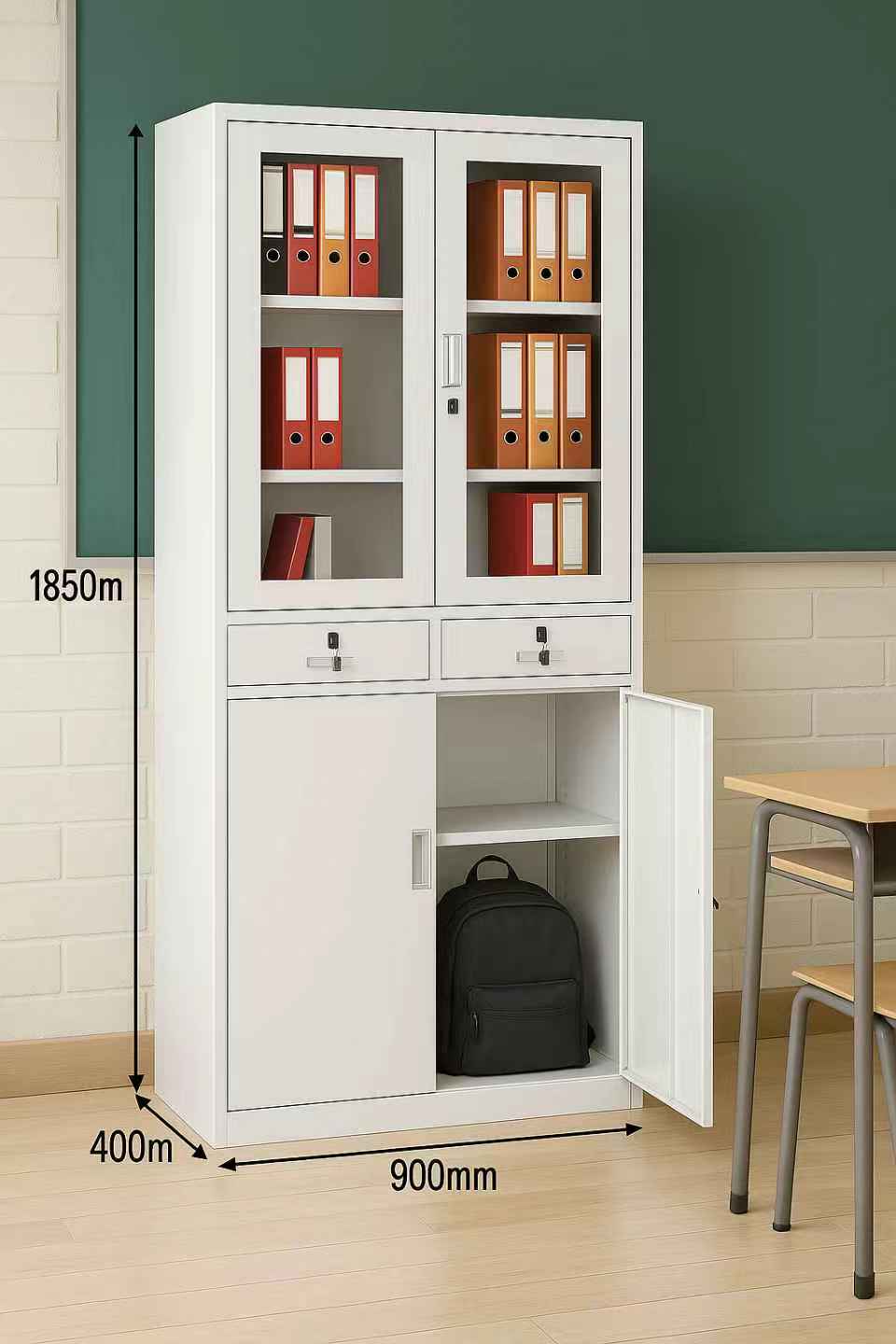 Metal filing cabinet closet with doors