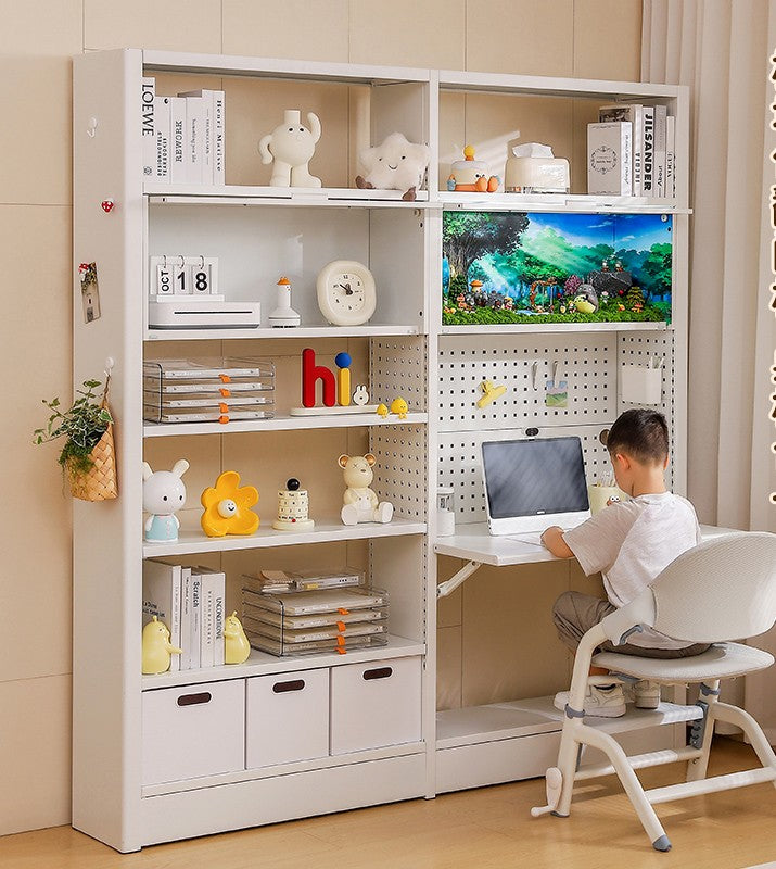 Estantería Metálica Blanca con Escritorio Infantil | Librero 200cm x 115cm