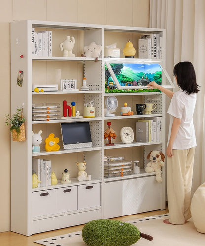 Estantería Metálica Blanca con Escritorio Infantil | Librero 200cm x 115cm