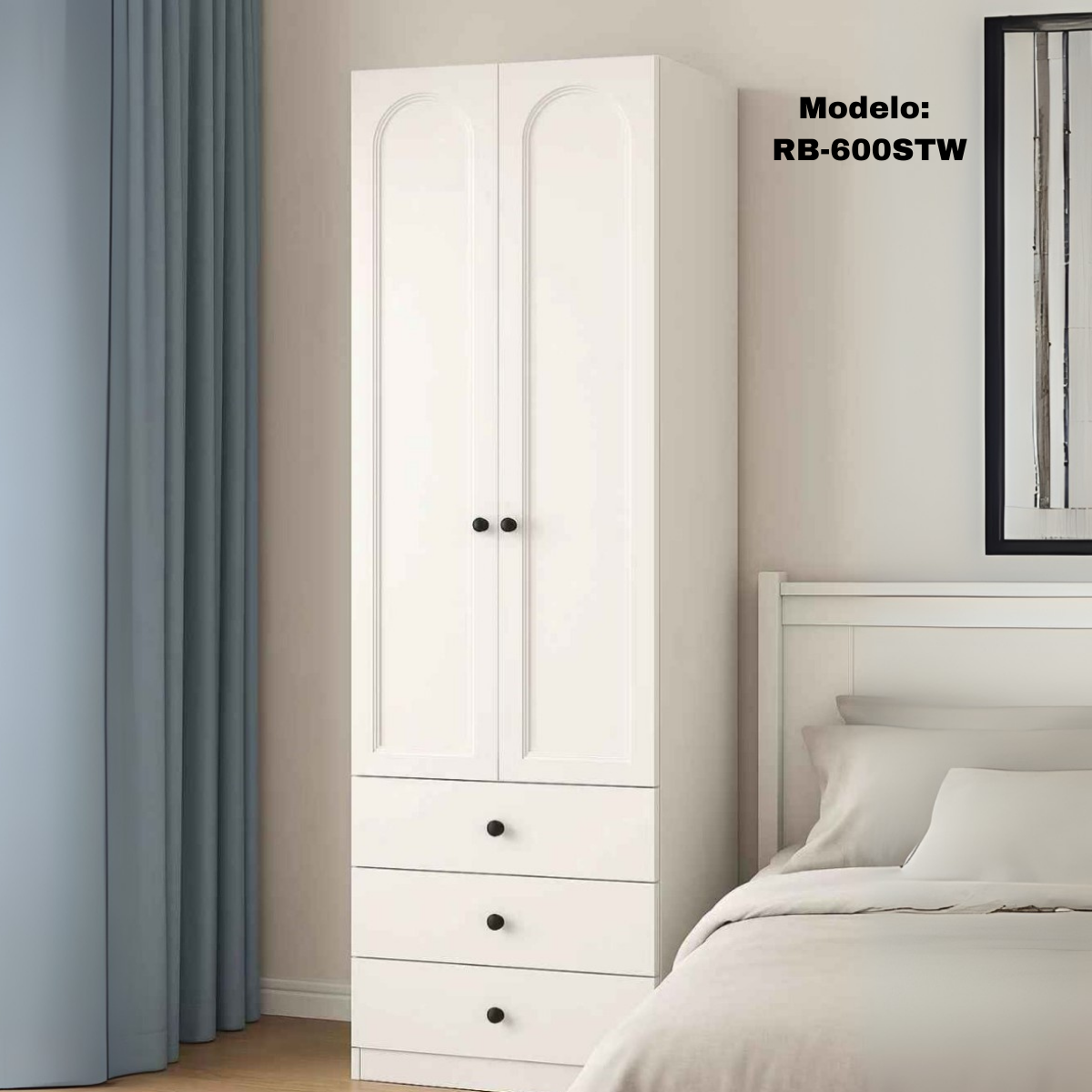 Ropero Closet Metálico 2 Puertas Con Colgador Y 3 Cajones