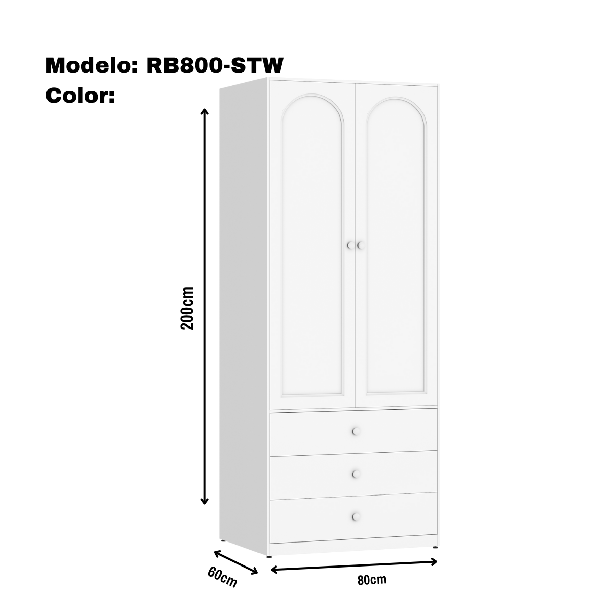 Ropero Closet Armario Metálico 2 Puertas Con Cajonera