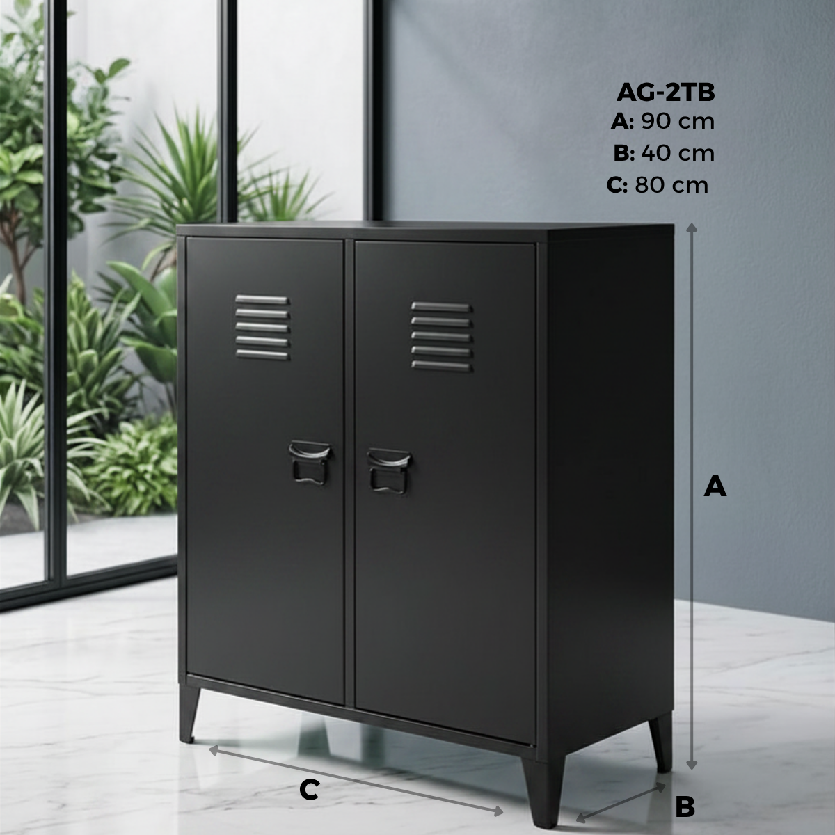 Locker/ Organizador metálico de 2 secciones 2 puertas