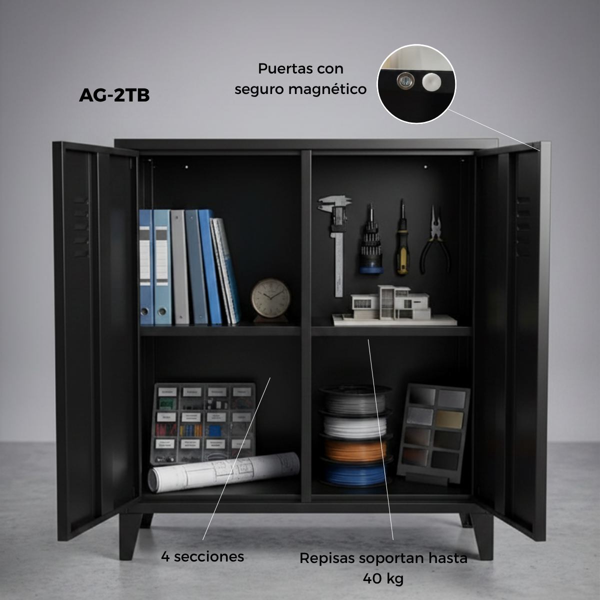 Locker/ Organizador metálico de 2 secciones 2 puertas
