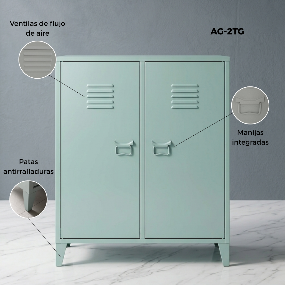Locker/ Organizador metálico de 2 secciones 2 puertas