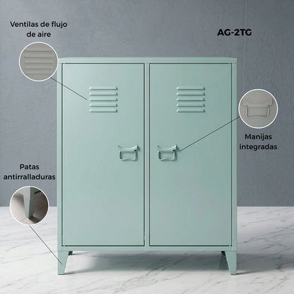 Locker/ Organizador metálico de 2 secciones 2 puertas