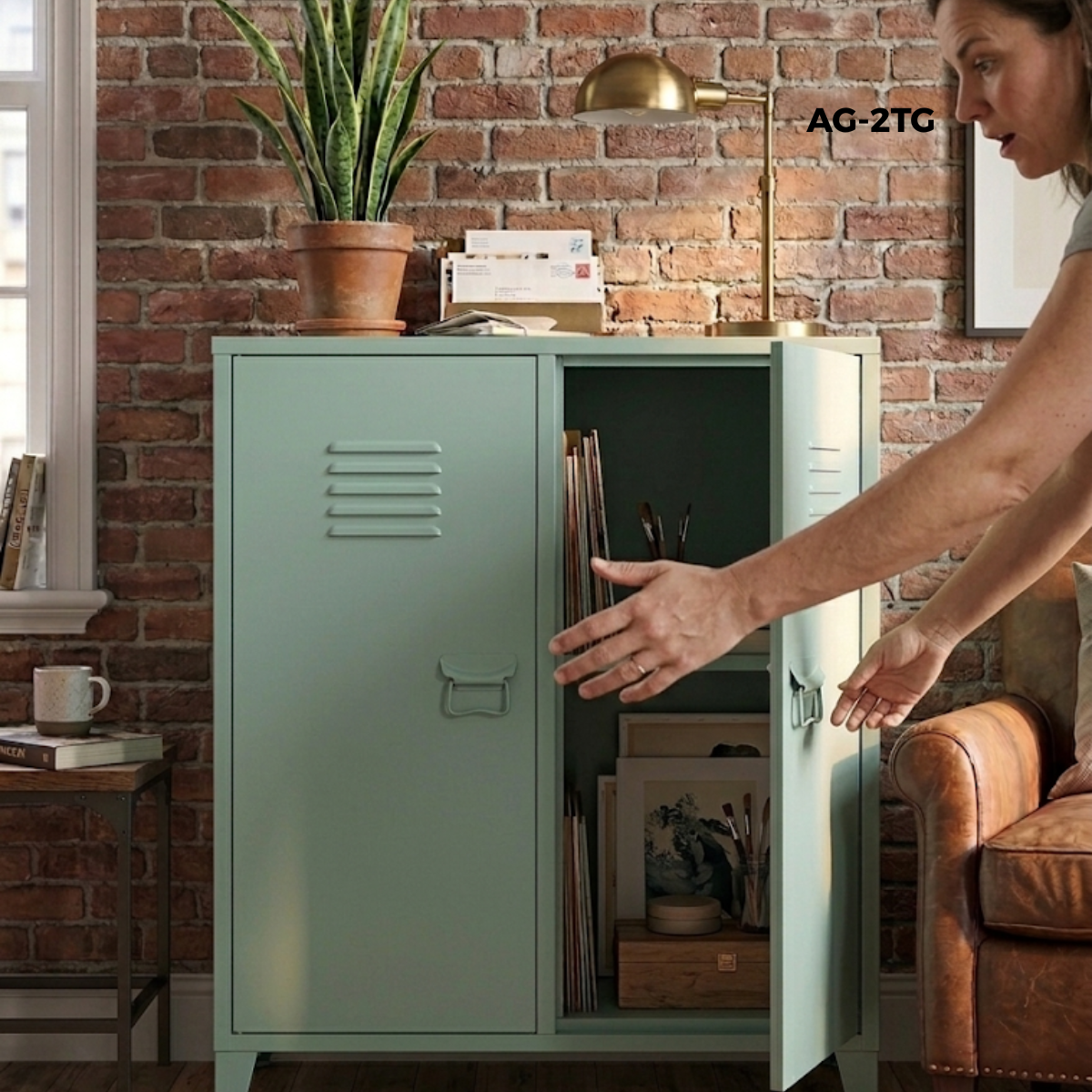 Locker/ Organizador metálico de 2 secciones 2 puertas