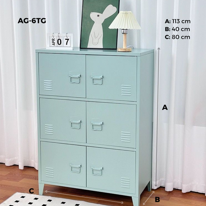 Locker/ Organizador horizontal metálico de 6 secciones
