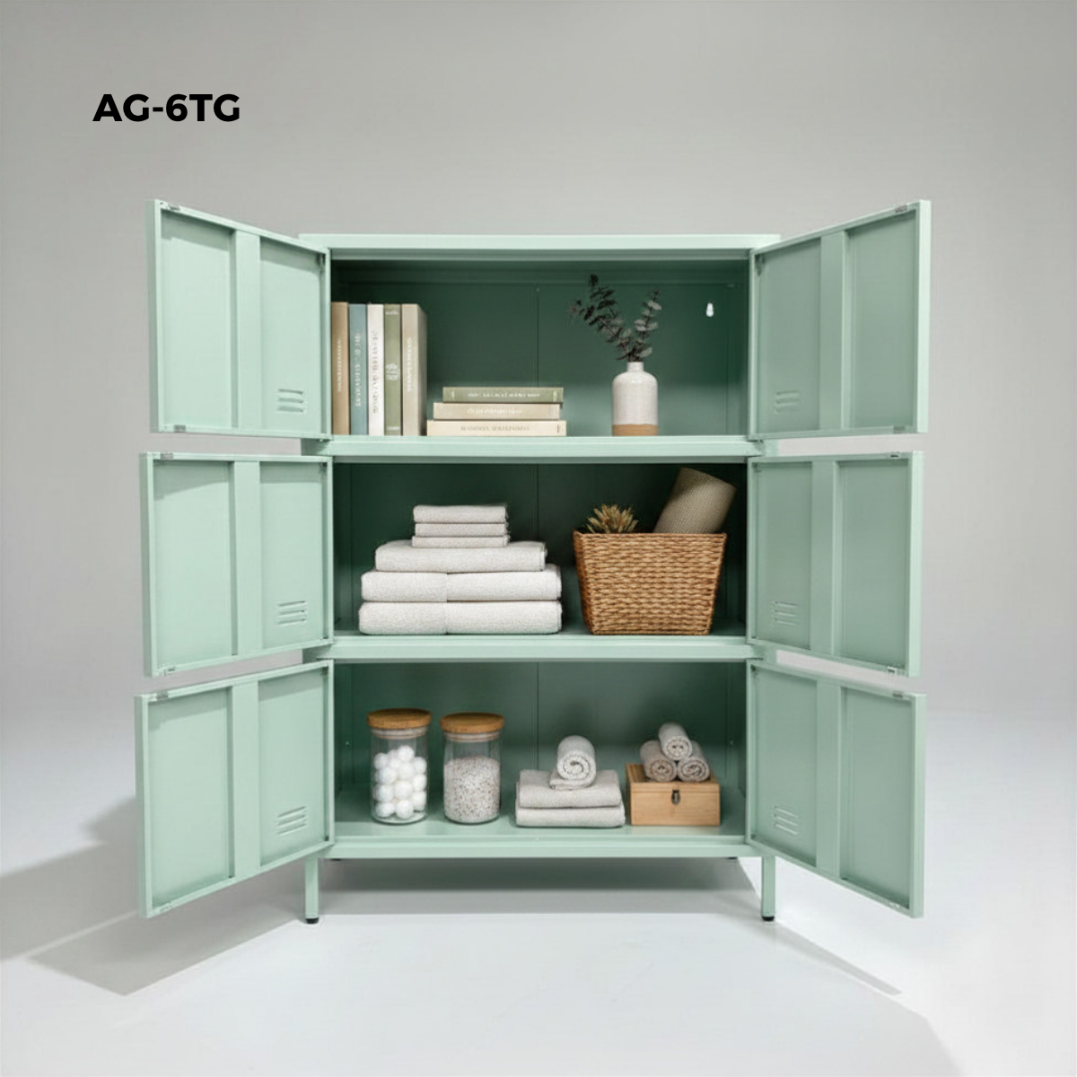 Locker/ Organizador horizontal metálico de 6 secciones