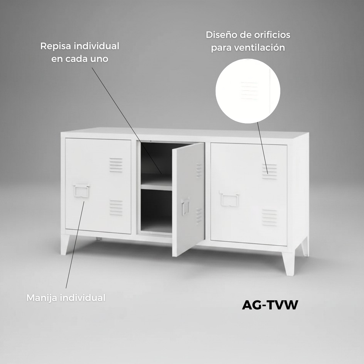 Locker horizontal metálico de 3 secciones