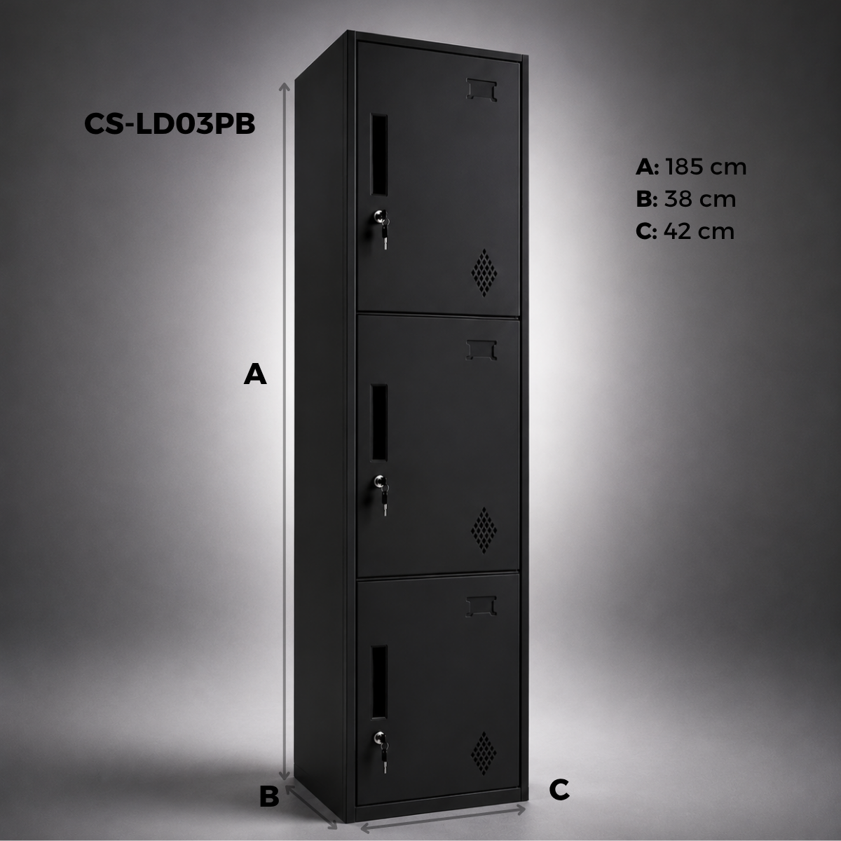 Locker Metálico de 3 Puertas Con Llave