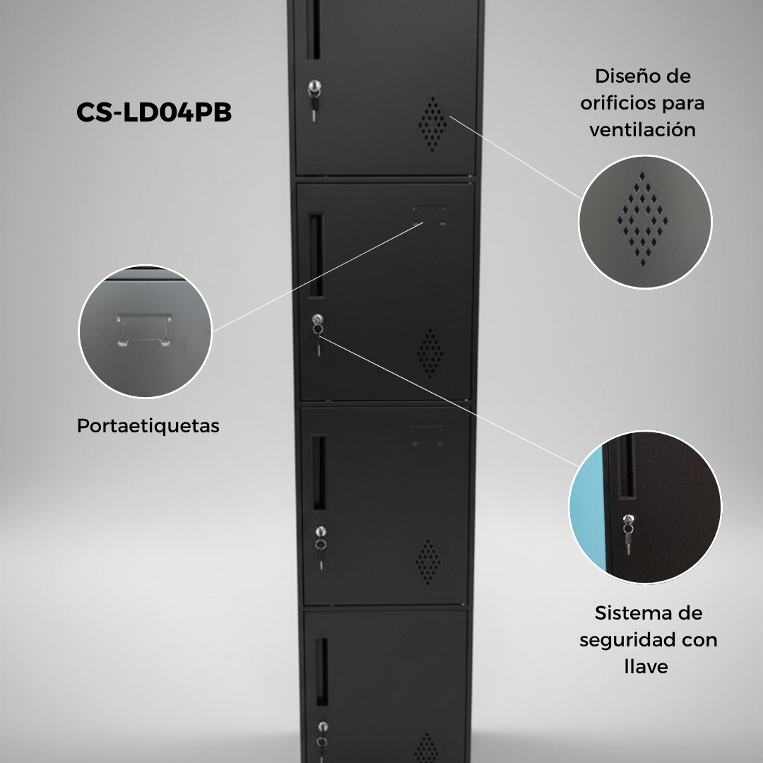 Locker Cailleros 4 Puertas Metálicos Cerradura Llave Indepen