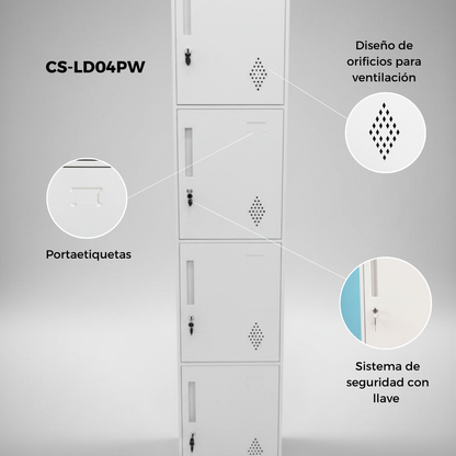 Locker Cailleros 4 Puertas Metálicos Cerradura Llave Indepen