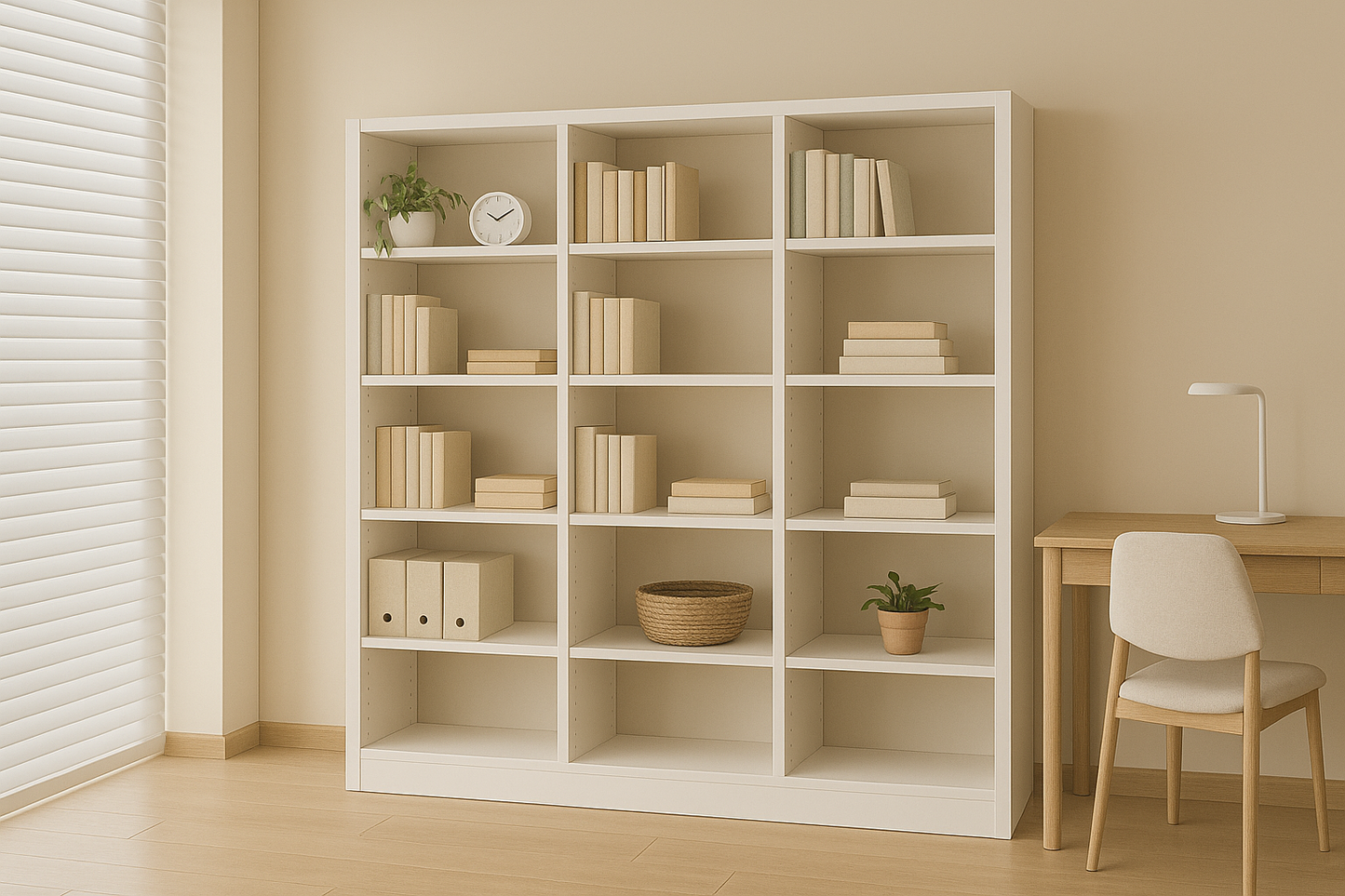 Librero Metálico Blanco Moderno | Estantería de Acero 200cm x 191cm x 30cm
