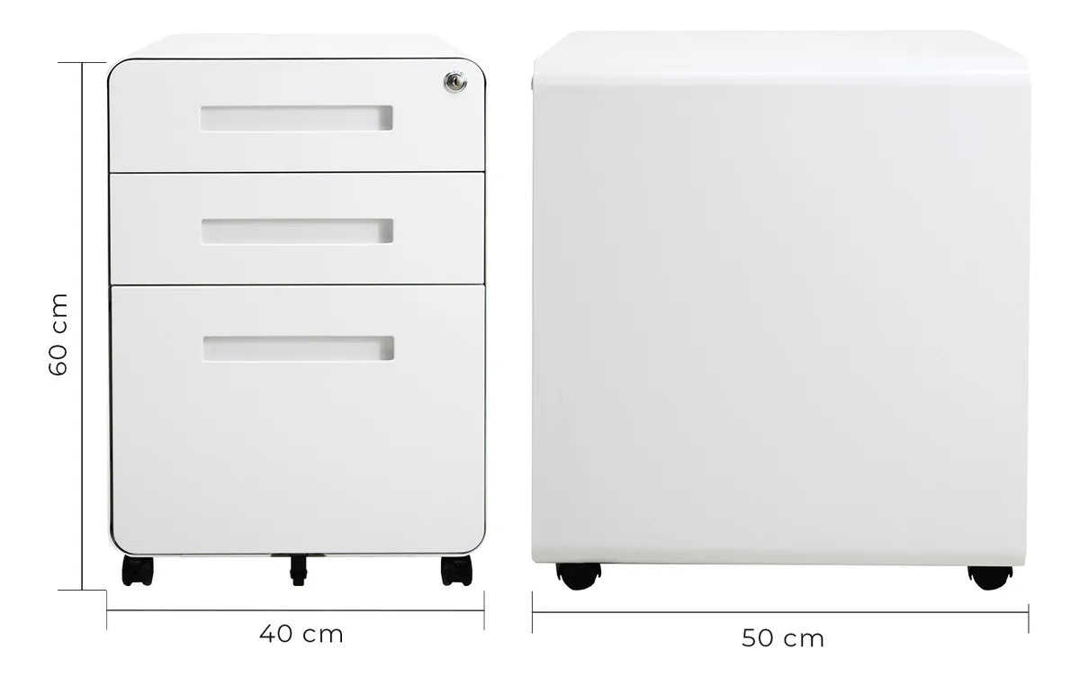 Archivero De 3 Cajones Con Llave Y Llantas MP-YH01W YH01S YH01B