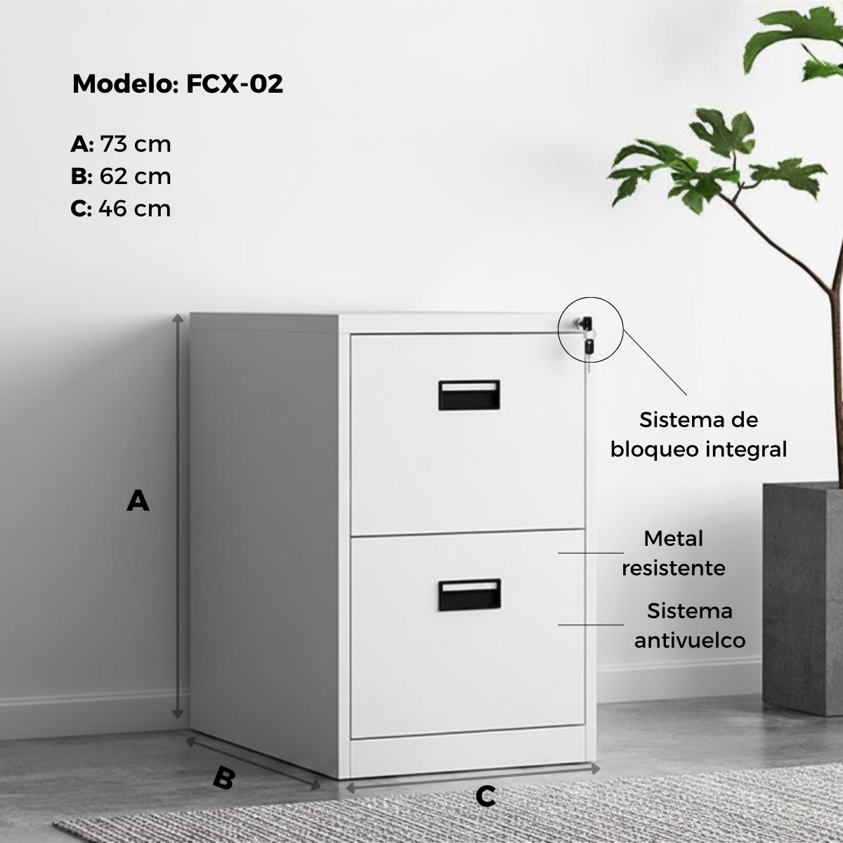 Archivero de Metal con llave  Oficina