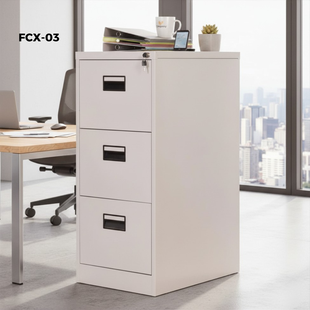 Metal Filing Cabinet with Lock, Office, 3 Drawers