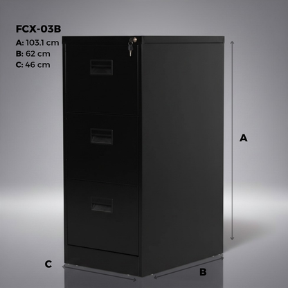 Metal Filing Cabinet with Lock, Office, 3 Drawers