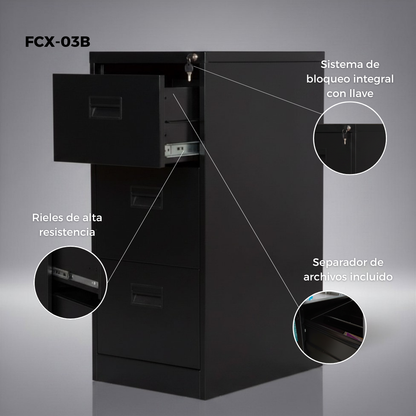 Metal Filing Cabinet with Lock, Office, 3 Drawers