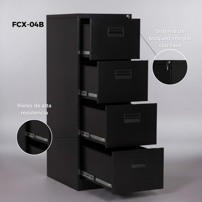 Archivero de Metal con llave para Oficina 4 Gavetas