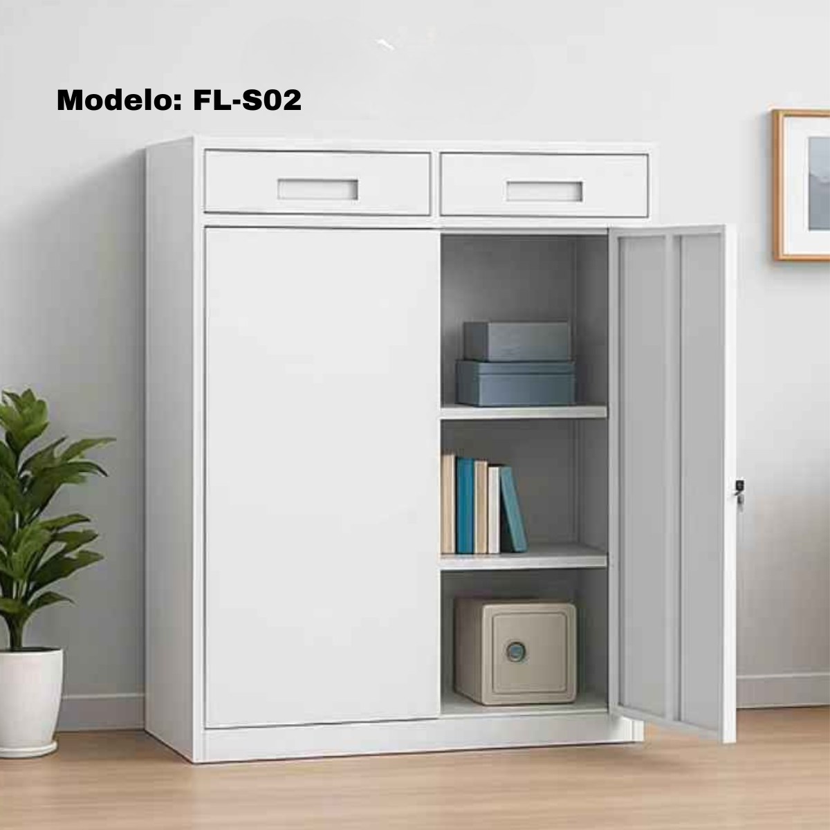 Gabinete Archivero Metálico con puertas y cajones