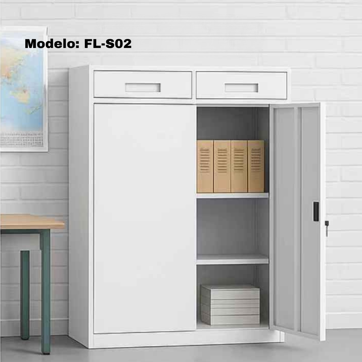 Gabinete Archivero Metálico con puertas y cajones