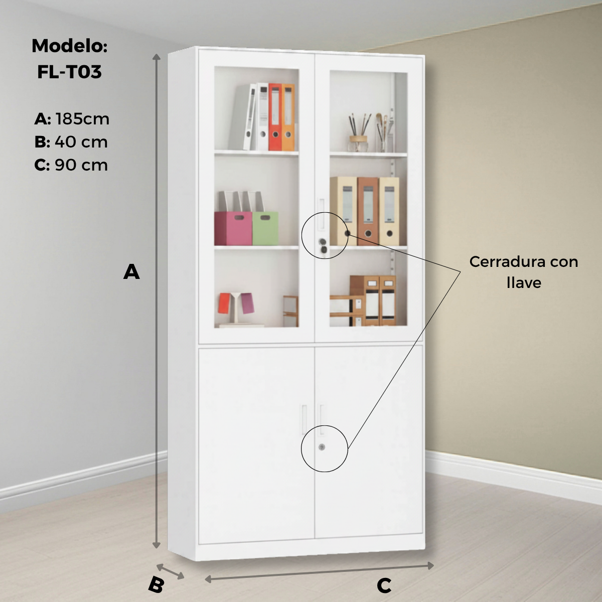 Metal filing cabinet closet with doors