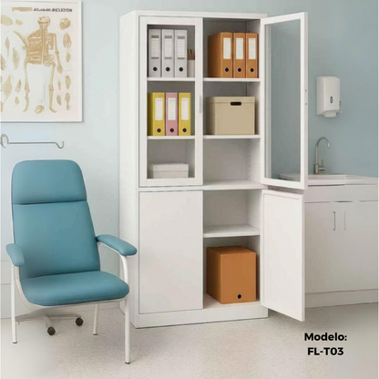 Metal filing cabinet closet with doors