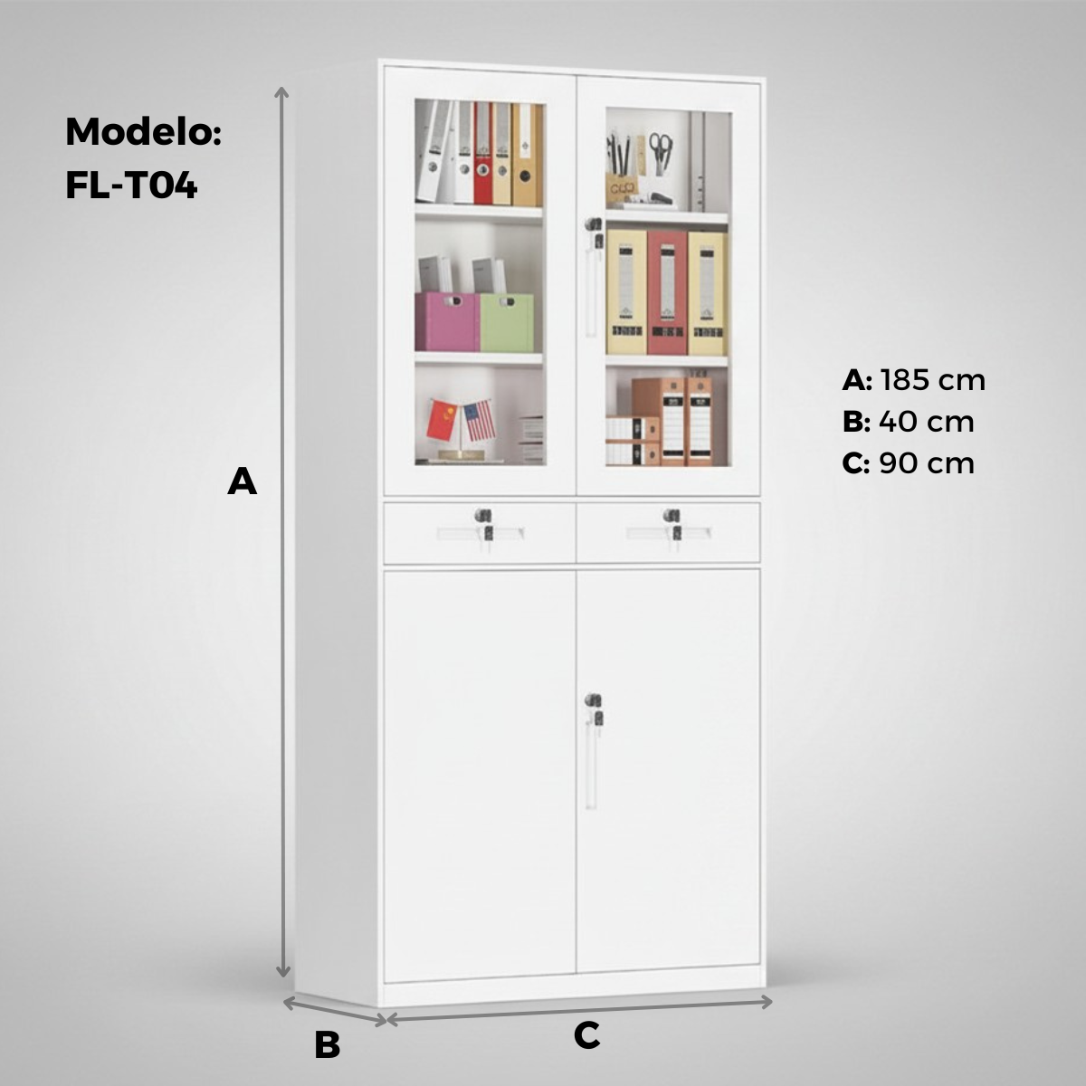 Archivero Clóset Metálico con puertas y cajones con llave