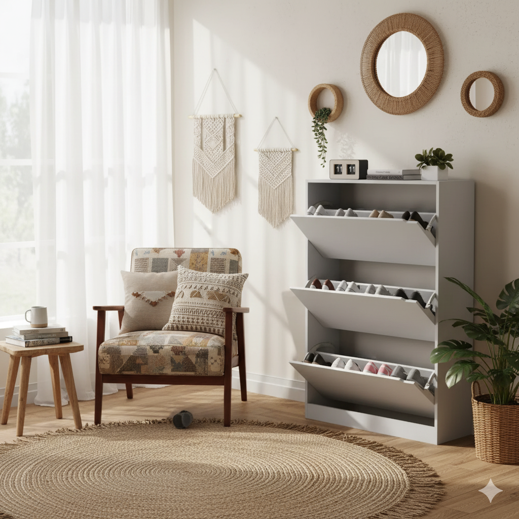 Modern Metal Shoe Rack Organizer with 3 Tiers - White