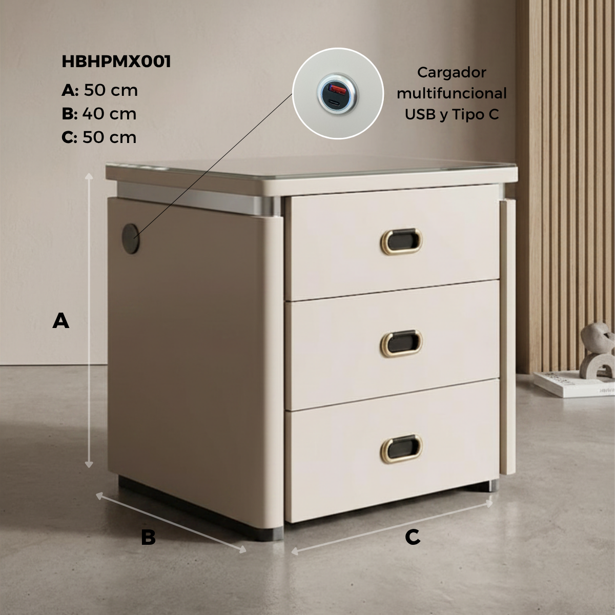Mesa De Noche Inteligente Con Caja Fuerte Oculta