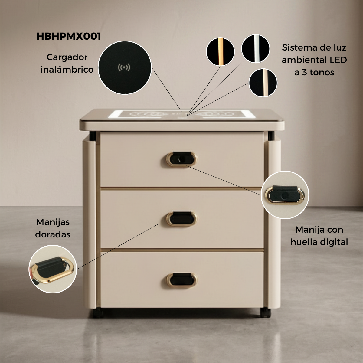 Mesa De Noche Inteligente Con Caja Fuerte Oculta