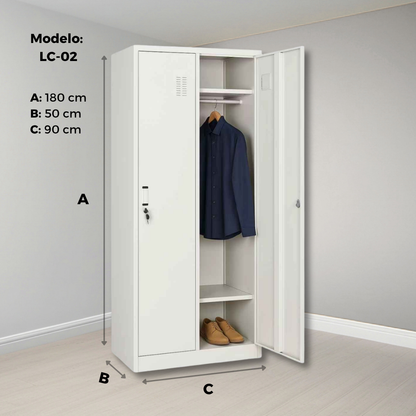 Locker Metálico 2 Puertas Blanco LC-02 Fuerza Metal