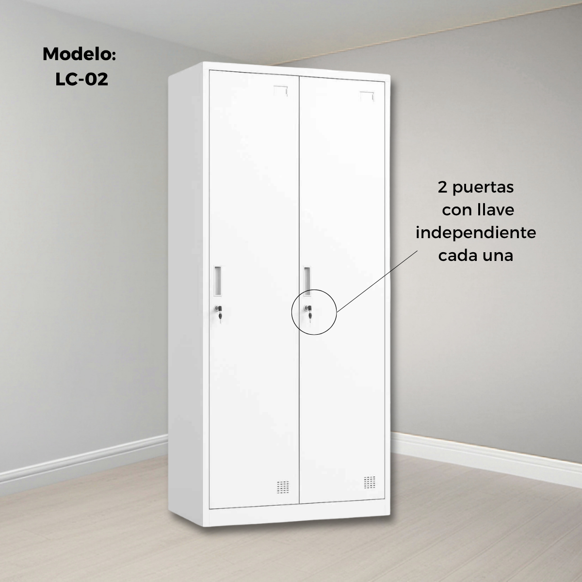 Locker Metálico 2 Puertas Blanco LC-02 Fuerza Metal