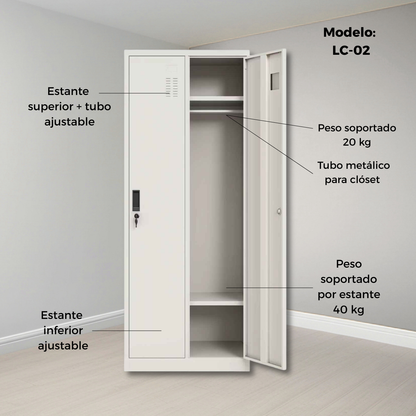 Metal Locker Cabinet with 2 Doors and Key