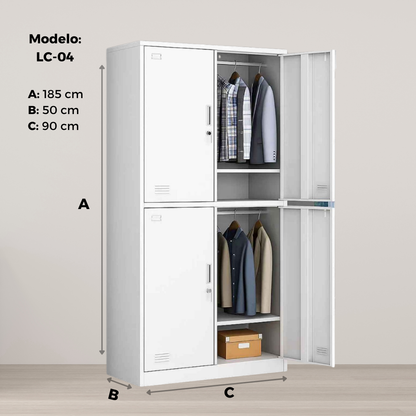 Locker Metálico 4 Puertas Blanco LC-04 Fuerza Metal