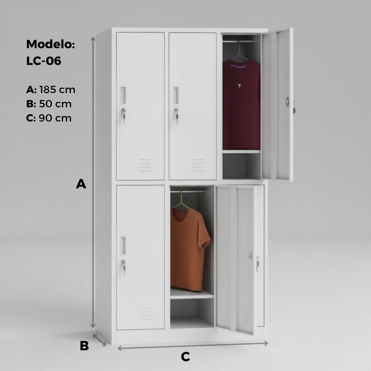 Locker Metálico 6 Puertas Blanco LC-06 Fuerza Metal