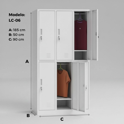 Locker Metálico 6 Puertas Blanco LC-06 Fuerza Metal