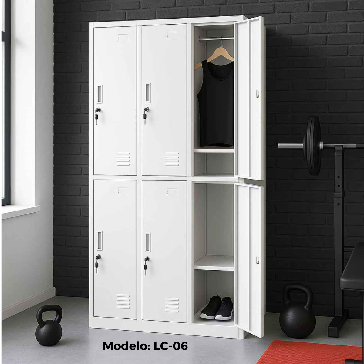 Locker Metálico 6 Puertas Blanco LC-06 Fuerza Metal
