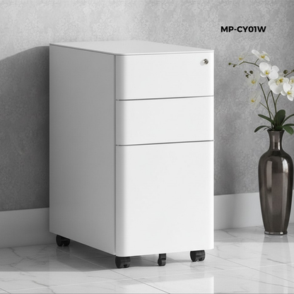 Archivero Metálico de 3 Cajones con Llave y Llantas Serie CY