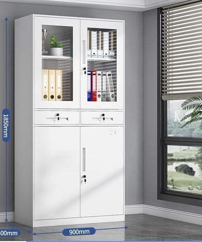 Metal filing cabinet closet with lockable doors and drawers